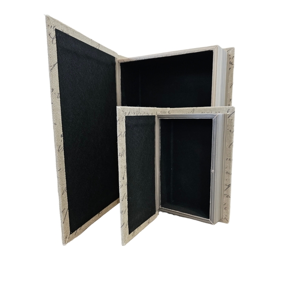 Burlap Paris Eiffel Tower Decorative Nesting Book Boxes - Picture 3 of 7